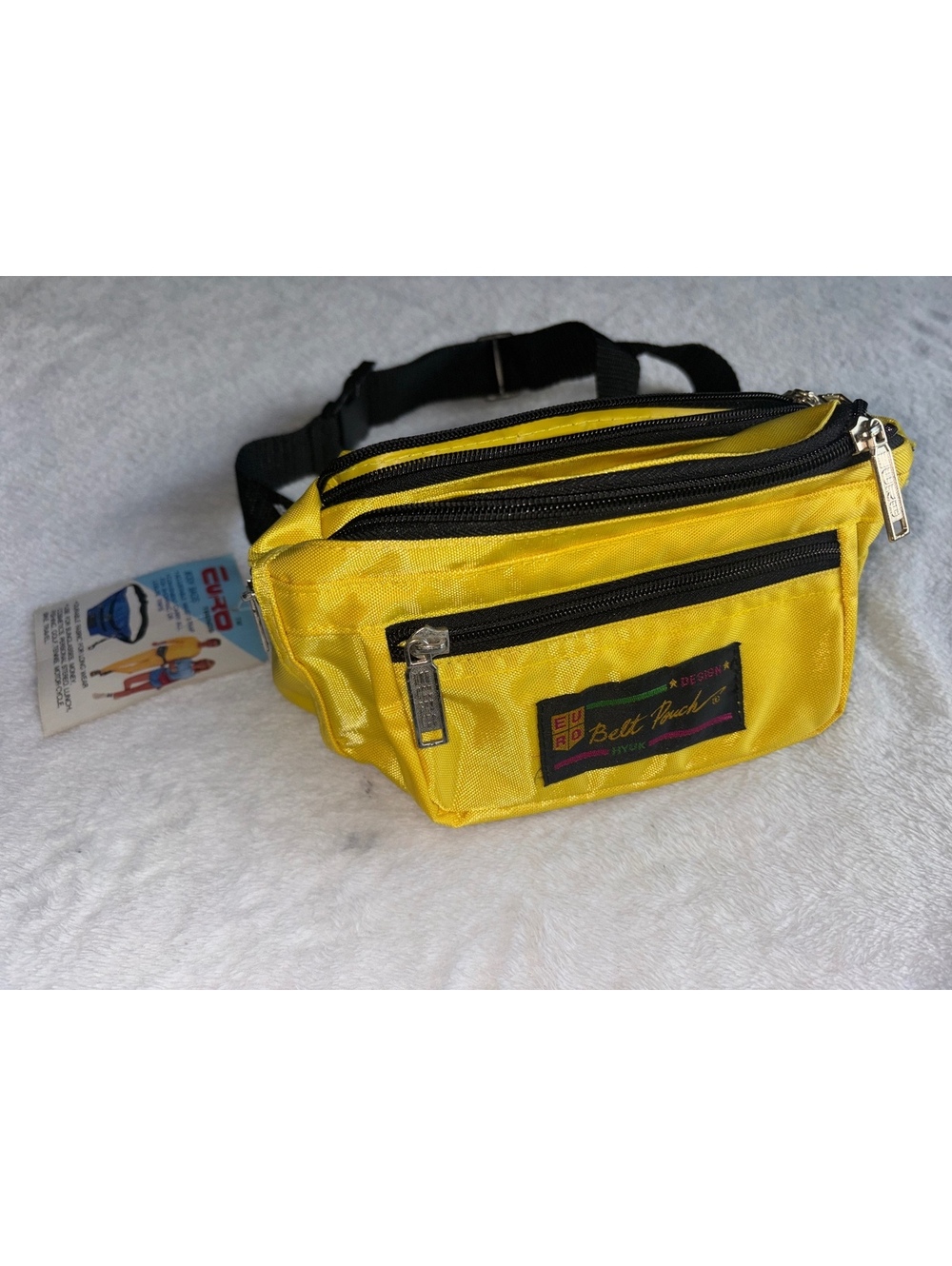 Vintage 90s Euro Trends Neon Yellow Fanny Pack Waist Belt Bag NWT Deadstock